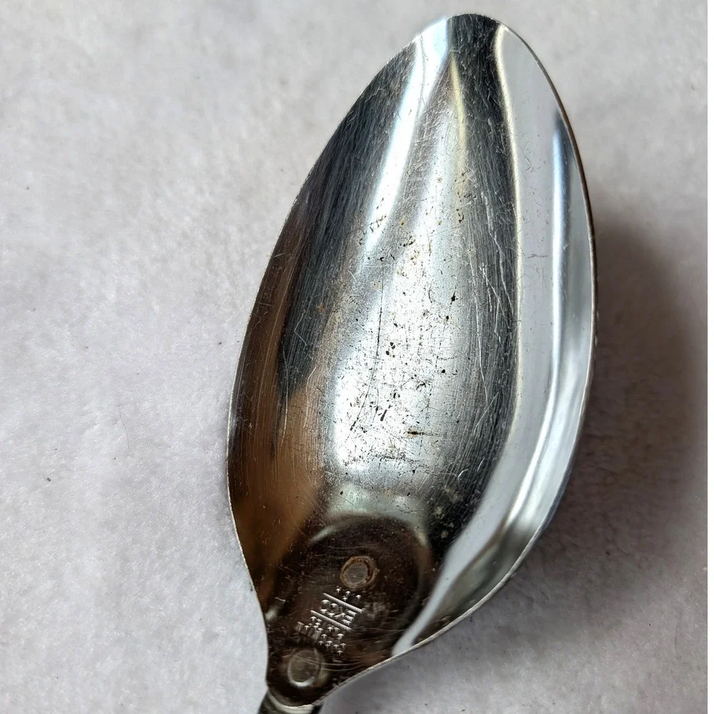 EKCO Flint Serving Spoon Vintage Chrome Plated Black Handle 12
